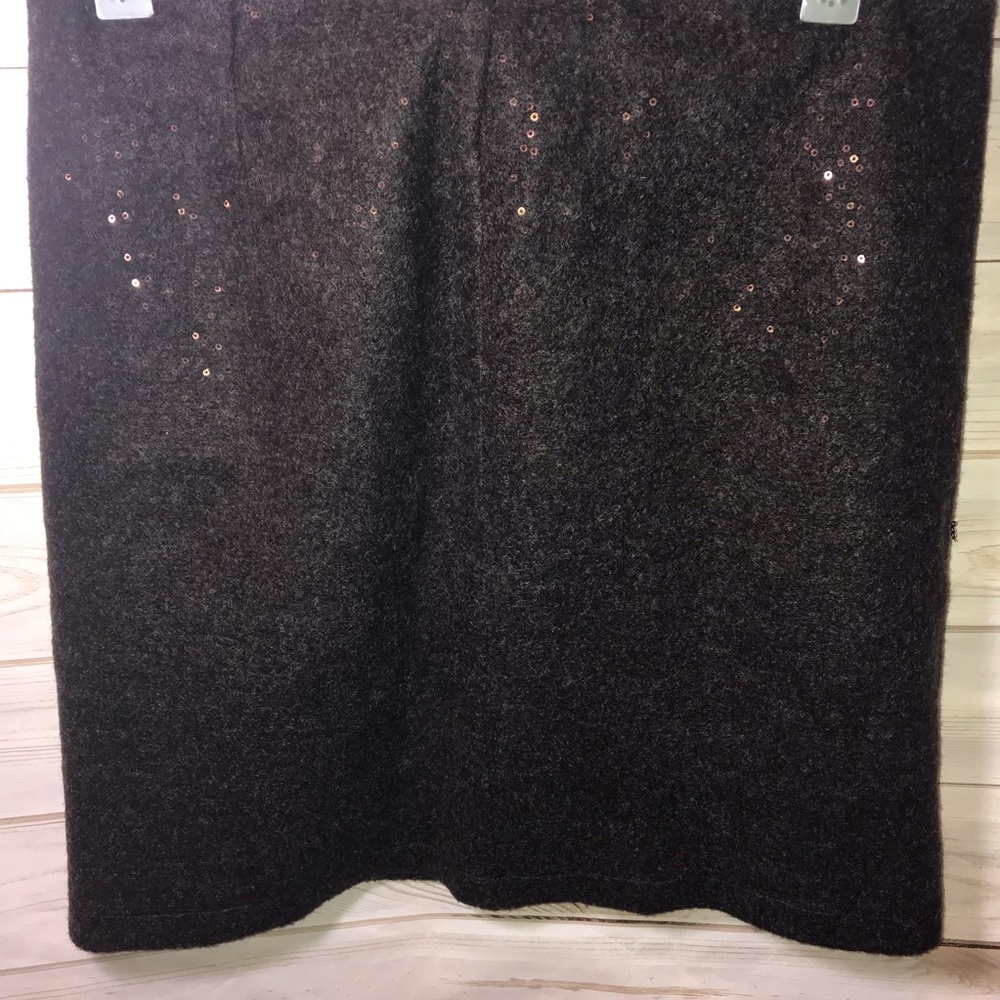 J Jill Brown Wool Blend Gold Sequin Blend Skirt 10 (NWT)